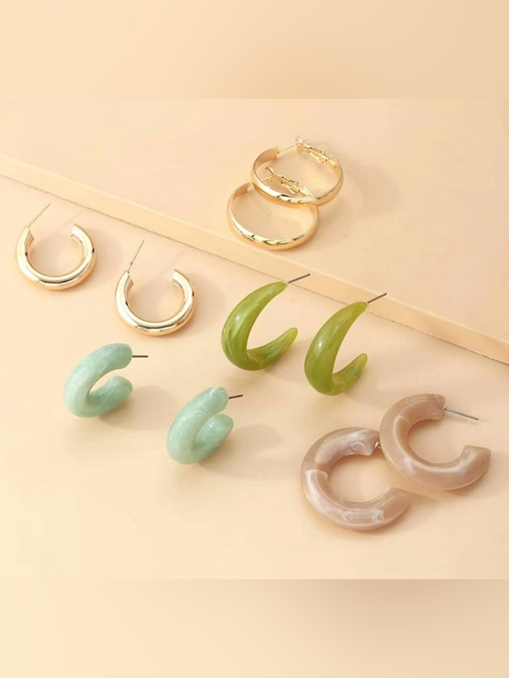 Gold and Pastel Hoop Earring Set